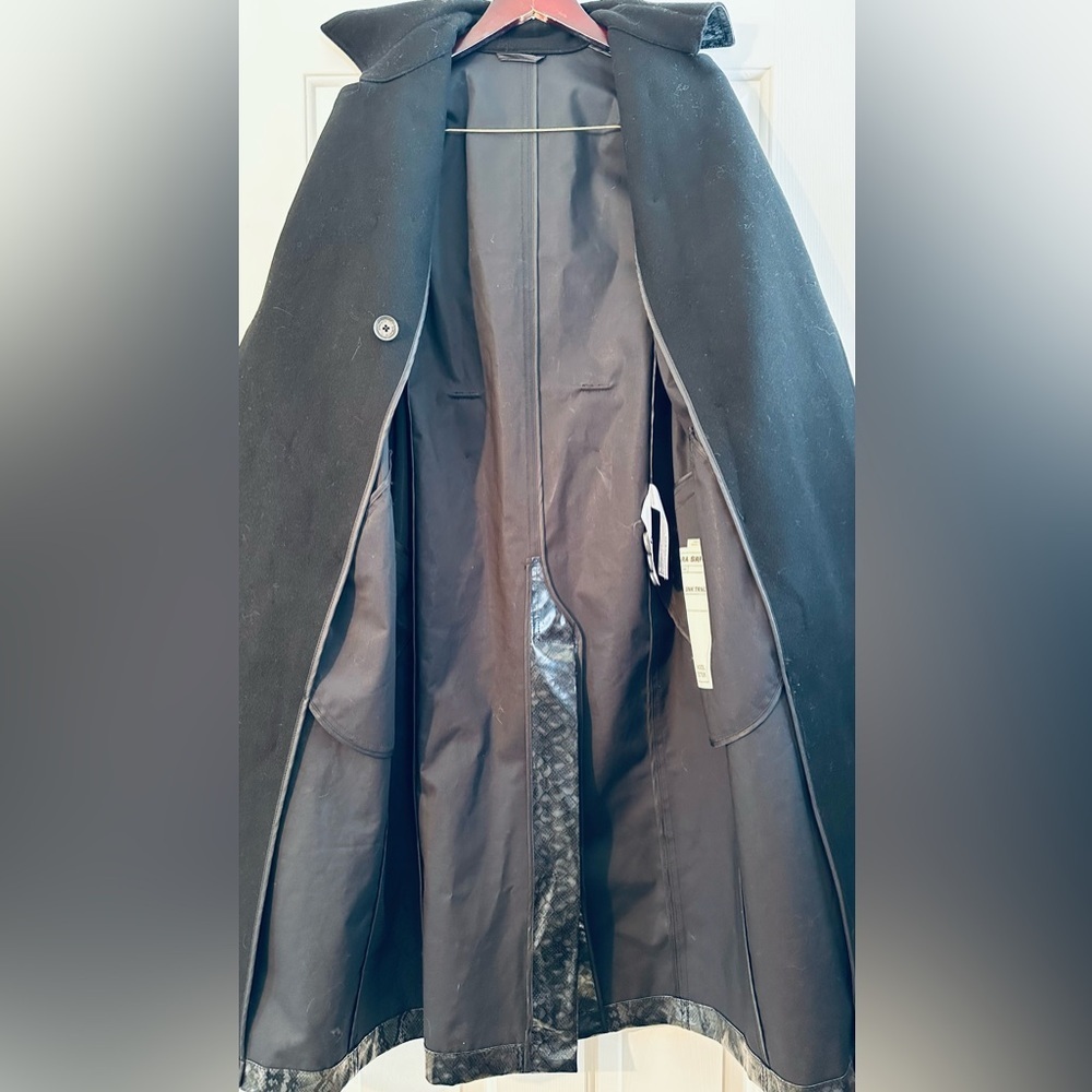 ZARA SURPLS XS City Chic Modern Snake Animal Pattern Wool Bl Belted Trench Coat - Picture 3 of 16